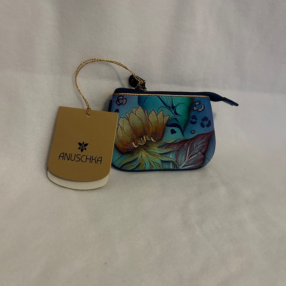 Anuschka Blue and Yellow Floral wallet or coin purse